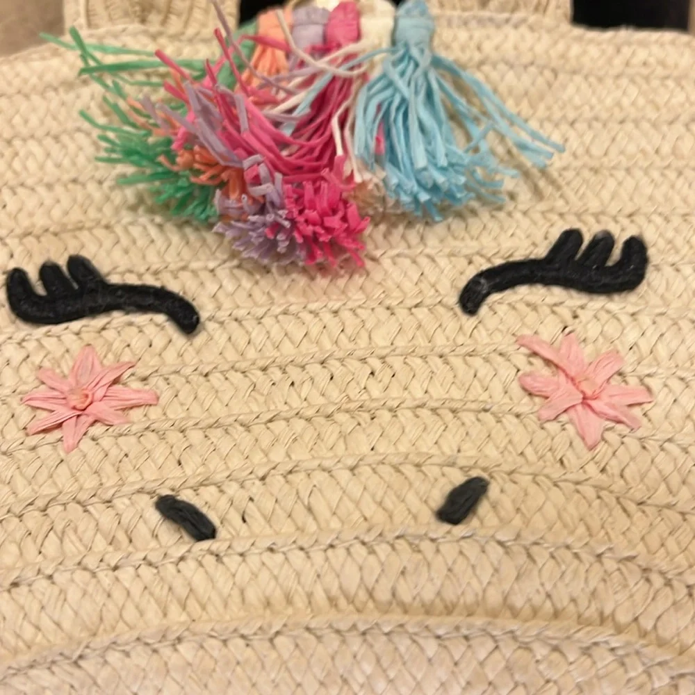 Unicorn Straw Tote
